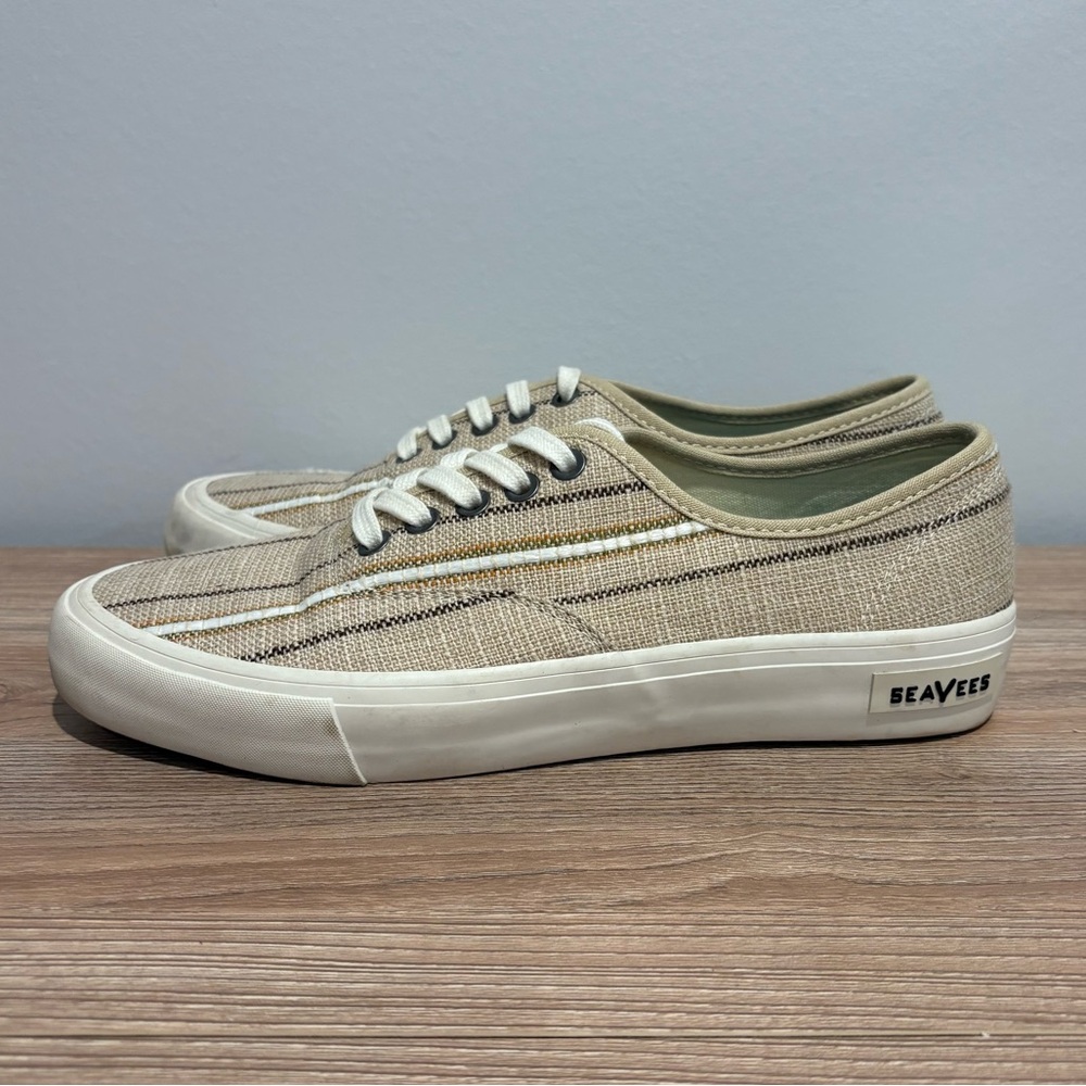 SeaVees‎ Legend Raffia Stripe Mens Canvas Sneakers Tan size 8